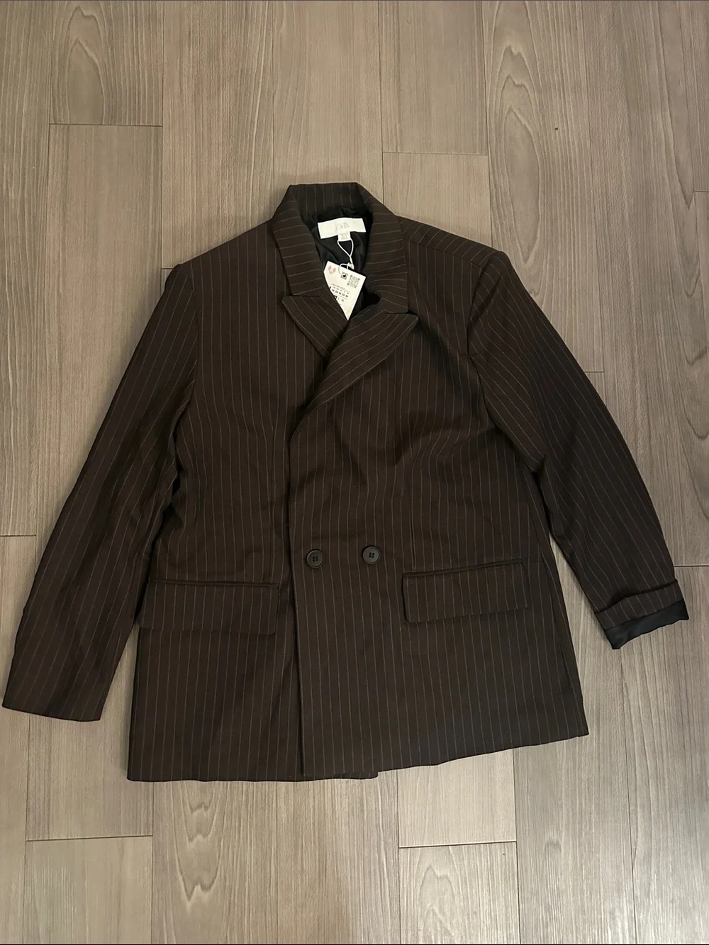 Zara Brown Pinstripe Blazer